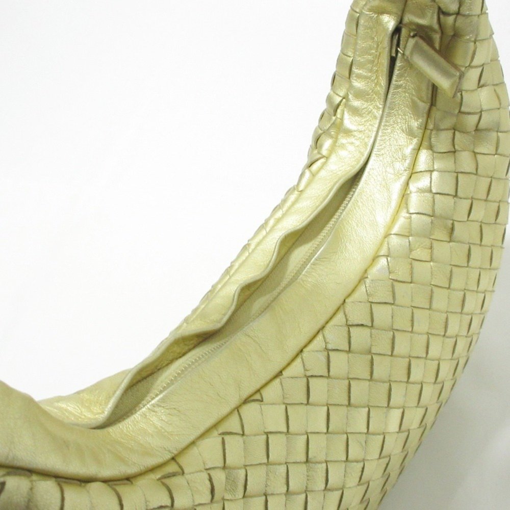 BOTTEGA VENETA Vintage Gold Leather Intrecciato Shoulder Bag - Picture 11 of 13